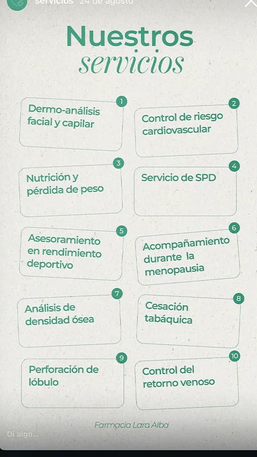 Historia con los servicios de la farmacia.